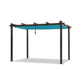 PURPLE LEAF Bronze Pergola Outdoor Retractable Metal Pergola with Canopy with Shade Cover With Curtains