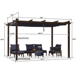 PURPLE LEAF Pergola Outdoor Retractable Metal Pergola with Canopy Patio Pergola with Shade Cover for Garden Pool Yard Beach Deck