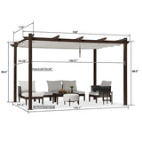 PURPLE LEAF Pergola Outdoor Retractable Metal Pergola with Canopy Patio Pergola with Shade Cover for Garden Pool Yard Beach Deck