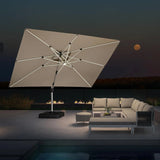 PURPLE LEAF Rectangular Cantilever Umbrella with Base, Outdoor Umbrellas with Lights