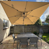 PURPLE LEAF Rectangular Cantilever Umbrella with Base, Outdoor Umbrellas with Lights