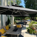 PURPLE LEAF Rectangular Cantilever Umbrella with Base, Outdoor Umbrellas with Lights