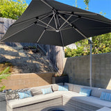 PURPLE LEAF Rectangular Cantilever Umbrella with Base, Outdoor Umbrellas with Lights