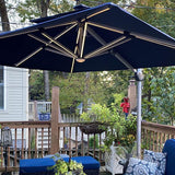 PURPLE LEAF Rectangular Cantilever Umbrella with Base, Outdoor Umbrellas with Lights