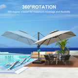 PURPLE LEAF UV50+ Fade Resistant Cantilever Umbrella, Patio Umbrellas with Base