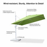 PURPLE LEAF Morden White Outdoor Umbrella Premium Aluminum Patio Cantilever Pool Sun Umbrellas