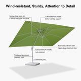 PURPLE LEAF Morden White Outdoor Umbrella Premium Aluminum Patio Cantilever Pool Sun Umbrellas