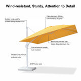 PURPLE LEAF Morden White Outdoor Umbrella Premium Aluminum Patio Cantilever Pool Sun Umbrellas