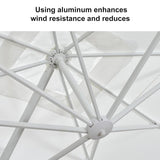 PURPLE LEAF Morden White Outdoor Umbrella Premium Aluminum Patio Cantilever Pool Sun Umbrellas