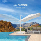 PURPLE LEAF Morden White Outdoor Umbrella Premium Aluminum Patio Cantilever Pool Sun Umbrellas