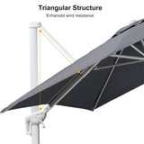 PURPLE LEAF Morden White Outdoor Umbrella Premium Aluminum Patio Cantilever Pool Sun Umbrellas