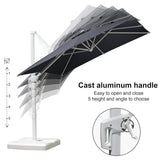 PURPLE LEAF Morden White Outdoor Umbrella Premium Aluminum Patio Cantilever Pool Sun Umbrellas