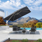 PURPLE LEAF Morden White Outdoor Umbrella Premium Aluminum Patio Cantilever Pool Sun Umbrellas