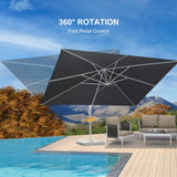 PURPLE LEAF Morden White Outdoor Umbrella Premium Aluminum Patio Cantilever Pool Sun Umbrellas
