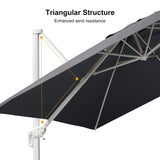 PURPLE LEAF Morden White Outdoor Umbrella Premium Aluminum Patio Cantilever Pool Sun Umbrellas