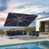 PURPLE LEAF Morden White Outdoor Umbrella Premium Aluminum Patio Cantilever Pool Sun Umbrellas