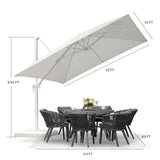 PURPLE LEAF Morden White Outdoor Umbrella Premium Aluminum Patio Cantilever Pool Sun Umbrellas