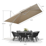 PURPLE LEAF Morden White Outdoor Umbrella Premium Aluminum Patio Cantilever Pool Sun Umbrellas