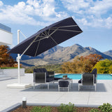 PURPLE LEAF Morden White Outdoor Umbrella Premium Aluminum Patio Cantilever Pool Sun Umbrellas