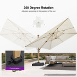 PURPLE LEAF Wood Grain Cantilever Patio Umbrella Aluminum Outdoor Umbrellas