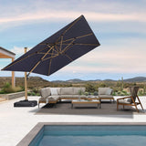 PURPLE LEAF Wood Grain Cantilever Patio Umbrella Aluminum Outdoor Umbrellas