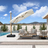 PURPLE LEAF Wood Grain Cantilever Patio Umbrella Aluminum Outdoor Umbrellas
