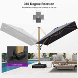 PURPLE LEAF Wood Grain Cantilever Patio Umbrella Aluminum Outdoor Umbrellas