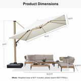 PURPLE LEAF Wood Grain Cantilever Patio Umbrella Aluminum Outdoor Umbrellas
