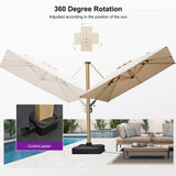 PURPLE LEAF Wood Grain Cantilever Patio Umbrella Aluminum Outdoor Umbrellas