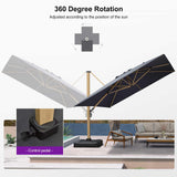 PURPLE LEAF Wood Grain Cantilever Patio Umbrella Aluminum Outdoor Umbrellas