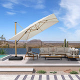 PURPLE LEAF Wood Grain Cantilever Patio Umbrella Aluminum Outdoor Umbrellas