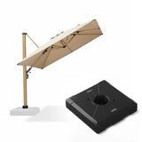 PURPLE LEAF Wood Grain Patio Umbrella with Base, Large Cantilever Umbrella for Garden
