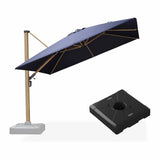 PURPLE LEAF Wood Grain Patio Umbrella with Base, Large Cantilever Umbrella for Garden