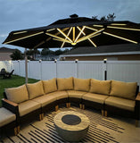 PURPLE LEAF Round Solar Lighted Cantilever Umbrella Outside Patio Umbrella with Lights