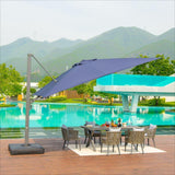 PURPLE LEAF Outdoor Sun Heavy Duty Large Cantilever Umbrella with Base