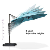 PURPLE LEAF Durable Patio Outdoor Umbrella Aluminum Round Cantilever Sun Yard Umbrellas For Pool, Deck