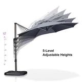PURPLE LEAF Durable Patio Outdoor Umbrella Aluminum Round Cantilever Sun Yard Umbrellas For Pool, Deck