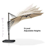 PURPLE LEAF Durable Patio Outdoor Umbrella Aluminum Round Cantilever Sun Yard Umbrellas For Pool, Deck
