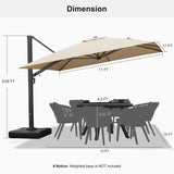 PURPLE LEAF Outdoor Sun Heavy Duty Large Cantilever Umbrella with Base