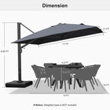 PURPLE LEAF Outdoor Sun Heavy Duty Large Cantilever Umbrella with Base