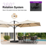 PURPLE LEAF Outdoor Sun Heavy Duty Large Cantilever Umbrella with Base