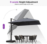 PURPLE LEAF Outdoor Sun Heavy Duty Large Cantilever Umbrella with Base