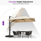 PURPLE LEAF Outdoor Sun Heavy Duty Large Cantilever Umbrella with Base