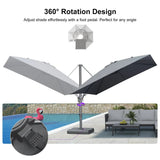 PURPLE LEAF UV Resistant Patio Umbrella with Base, Left-Right Tilt & 360° Swivel