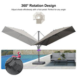 PURPLE LEAF UV Resistant Patio Umbrella with Base, Left-Right Tilt & 360° Swivel