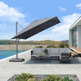 PURPLE LEAF UV Resistant Patio Umbrella with Base, Left-Right Tilt & 360° Swivel