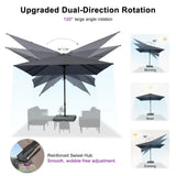 PURPLE LEAF UV Resistant Patio Umbrella with Base, Left-Right Tilt & 360° Swivel