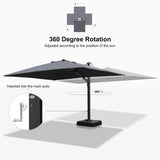 PURPLE LEAF Outdoor Sun Heavy Duty Large Cantilever Umbrella with Base