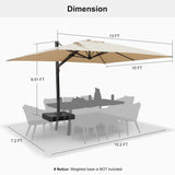 PURPLE LEAF Outdoor Sun Heavy Duty Large Cantilever Umbrella with Base