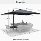 PURPLE LEAF Outdoor Sun Heavy Duty Large Cantilever Umbrella with Base